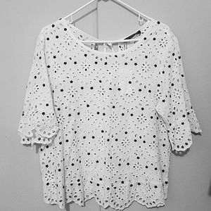 Violeta by Mango Openwork embroidered blouse